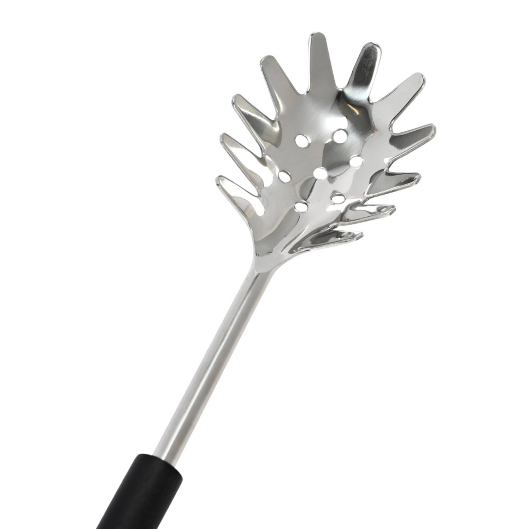 Hello Honey® Stainless Steel Slotted Pasta Server with Wood Handle